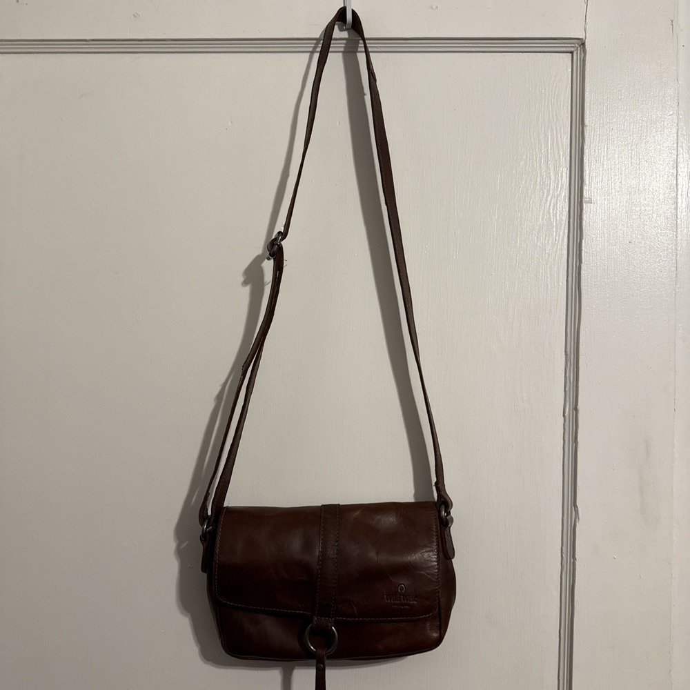 Wild West Los Angeles Cognac Genuine Leather Shoulder Crossbody Bag Purse